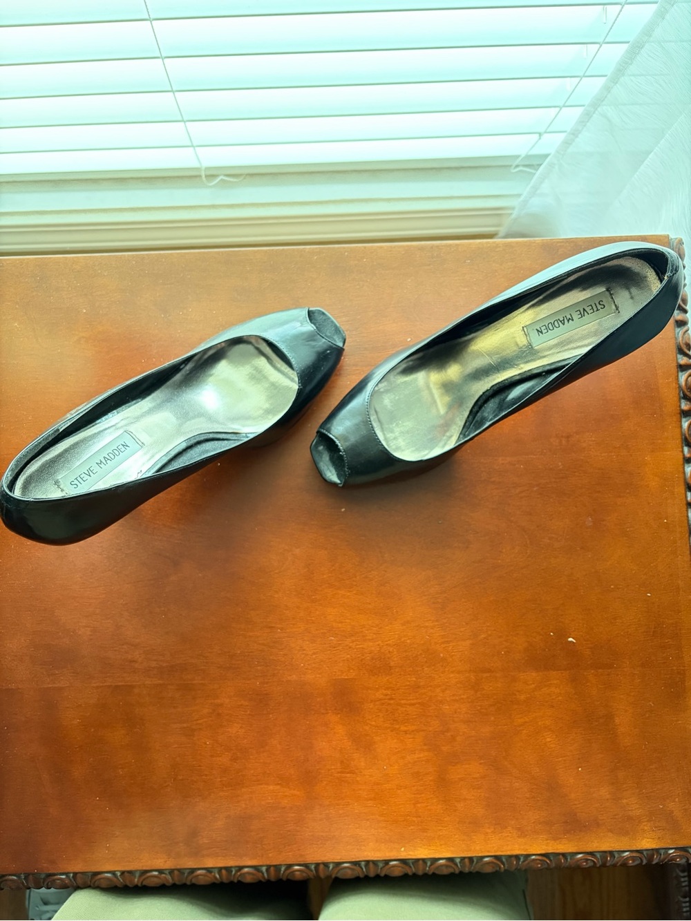 Steve Madden Black Peep-Toe Stiletto Pumps - Picture 2 of 7